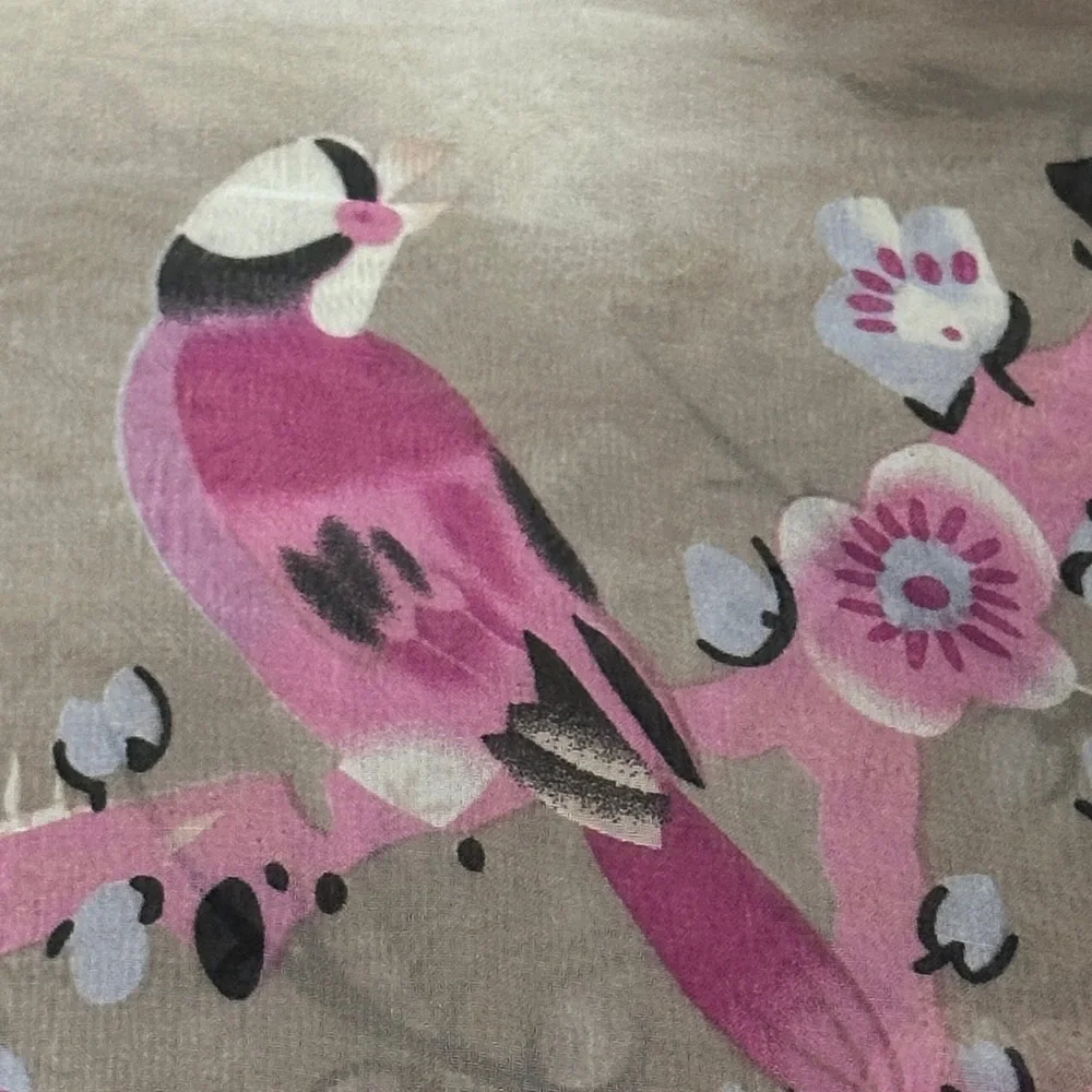 Chic Floral Pink and Brown Scarf - Picture 8 of 9